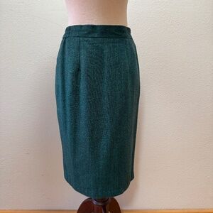 Vintage Danila Sassy Milan Skirt Teal Green 100% Wool Pencil Made In Italy Lined